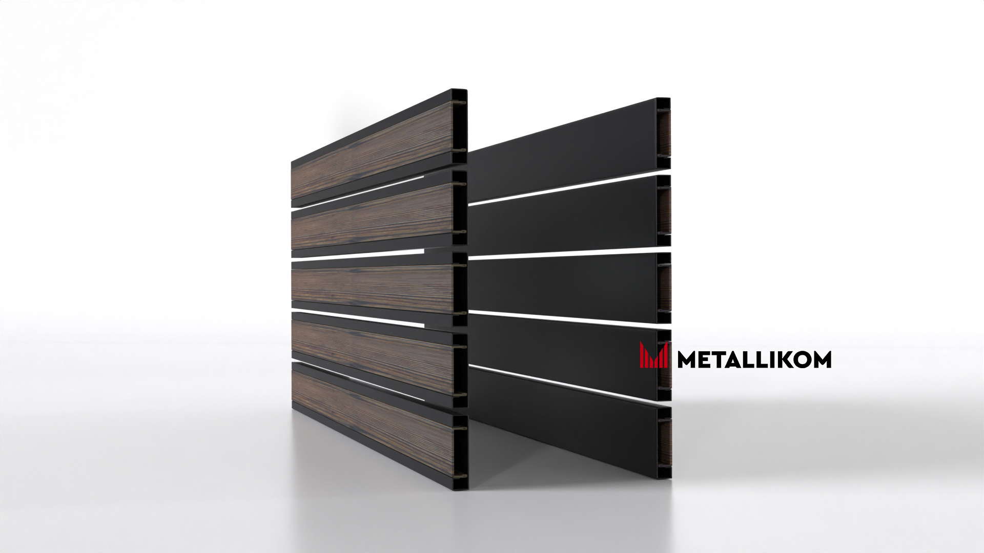 Планкен для забора Printec под дерево 120 mm RAL 9005 – покрытие порошковое, толщина 0,45 мм